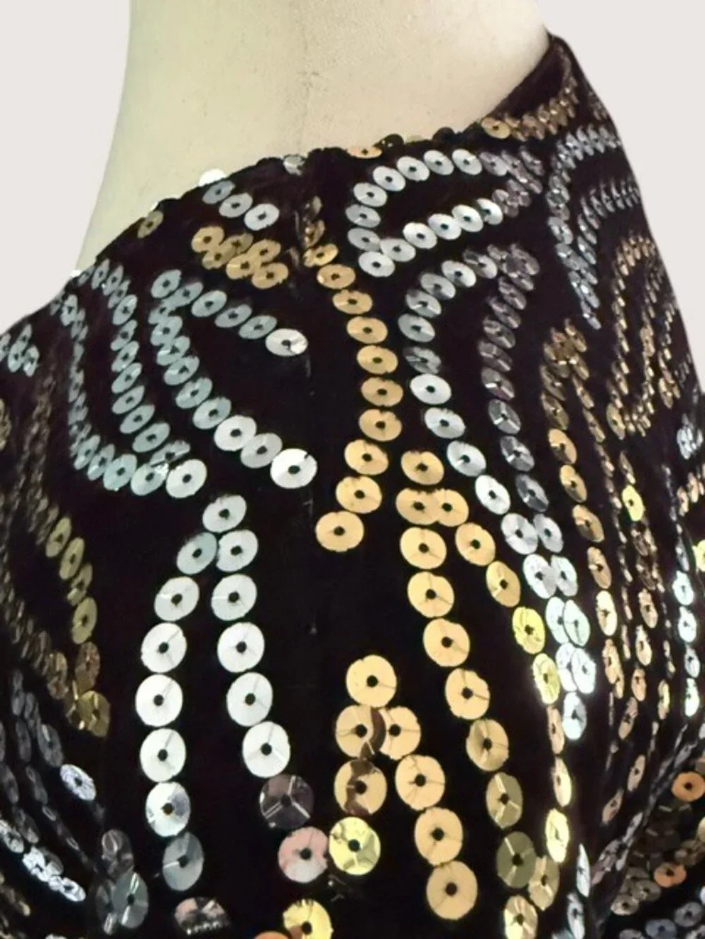 Rothschild For Lilli Ann Night Life Silver Gold Sequin Black Velvet Jacket SZ 10 - Picture 7 of 13